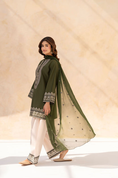 Zahoor 3 PCs Embroiderd stitched Dress with farshi shalwar