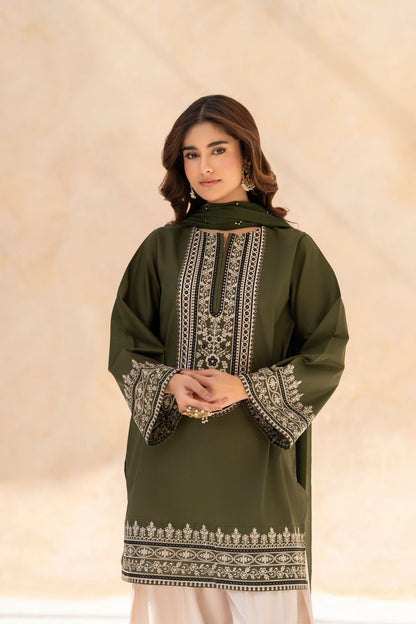 Zahoor 3 PCs Embroiderd stitched Dress with farshi shalwar