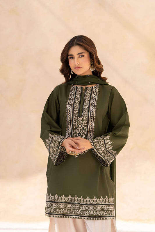 Zahoor 3 PCs Embroiderd stitched Dress with farshi shalwar